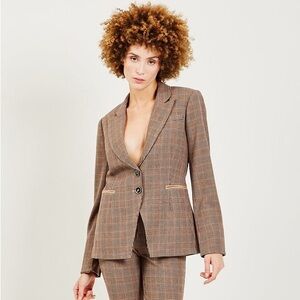 Paige Sz 6 Chelsee Plaid Brown Academia Preppy Collegial Blazer